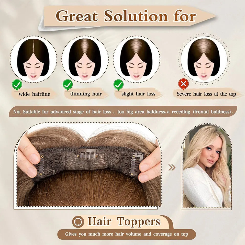 Natural Hair Topper – 18 Inch | Instant Volume, Seamless Look, Confident You